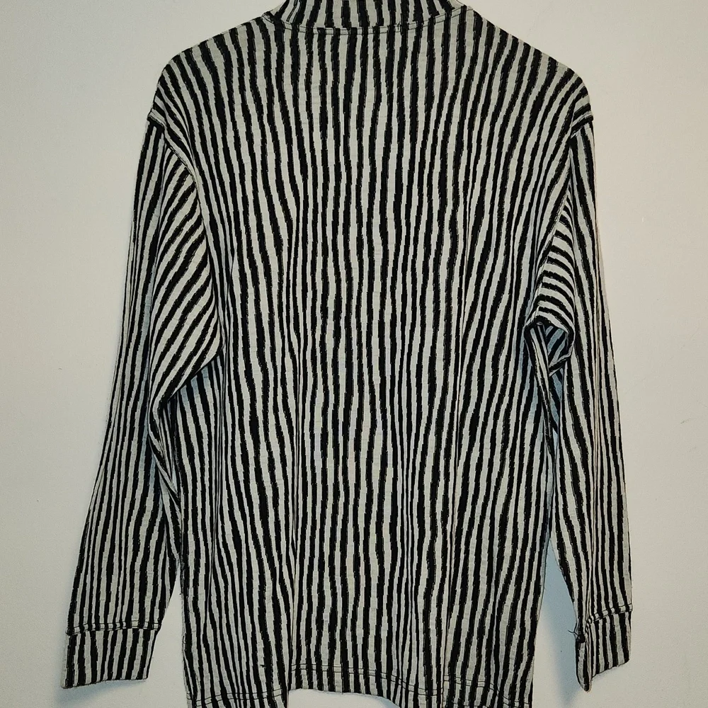 Georgio Danieli Black White Vertical Striped Pullover Sweater Mens M